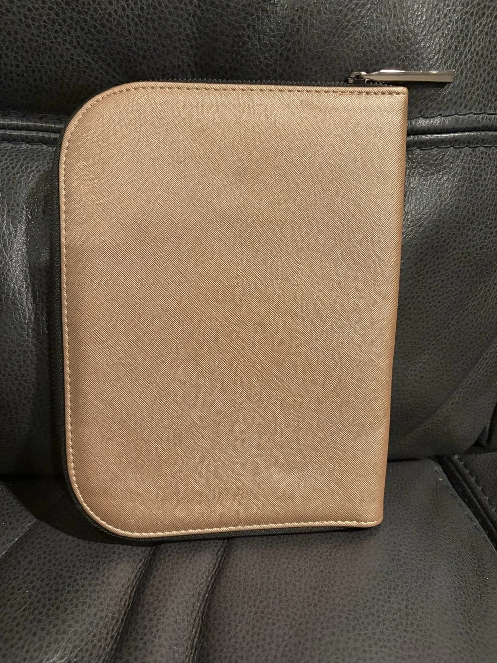 Halston Heritage Tan Leather Zip Jewelry Pouch